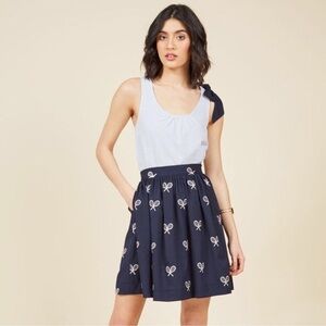 PepaLoves Tennis Racquet Skirt “tennis club”  Anthropologie Navy